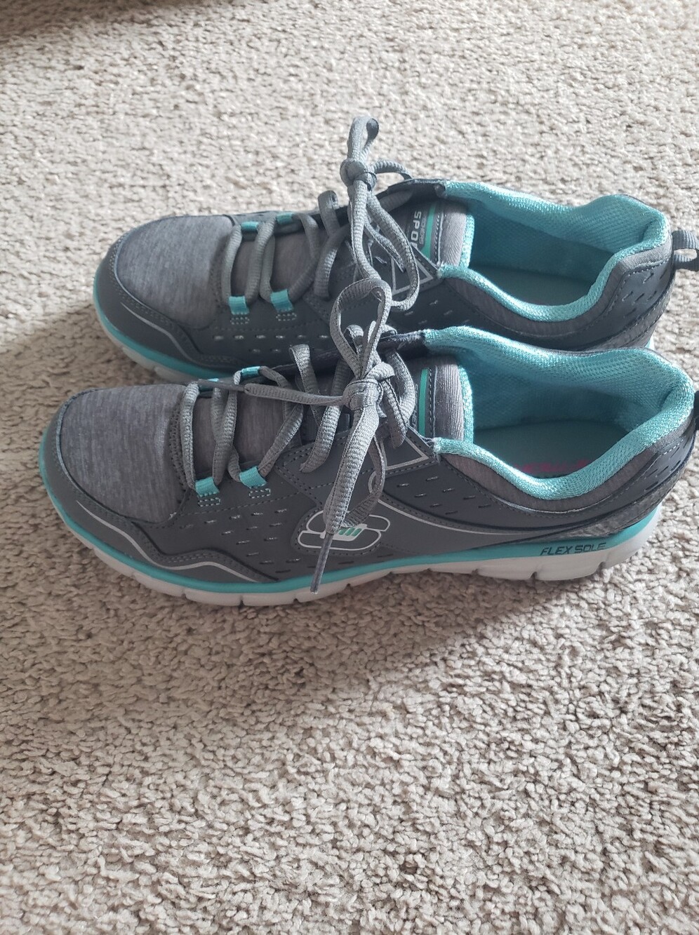 Skechers Gray Teal Walk Sneakers Women's Aqua Blue Memory Foam Shoes